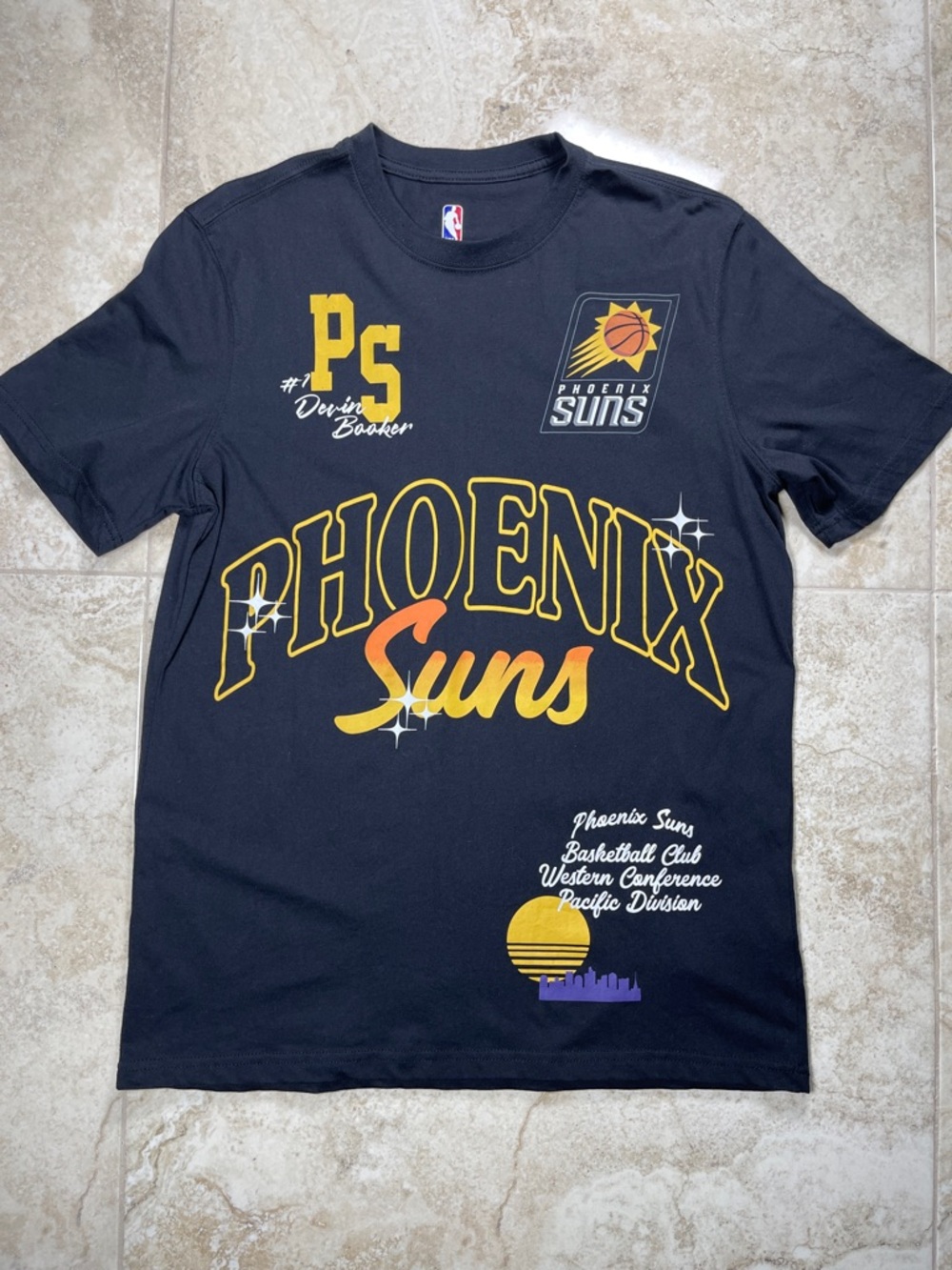 NBA Phoenix Suns Devin Booker Graphic Tee - Black/Yellow/Orange